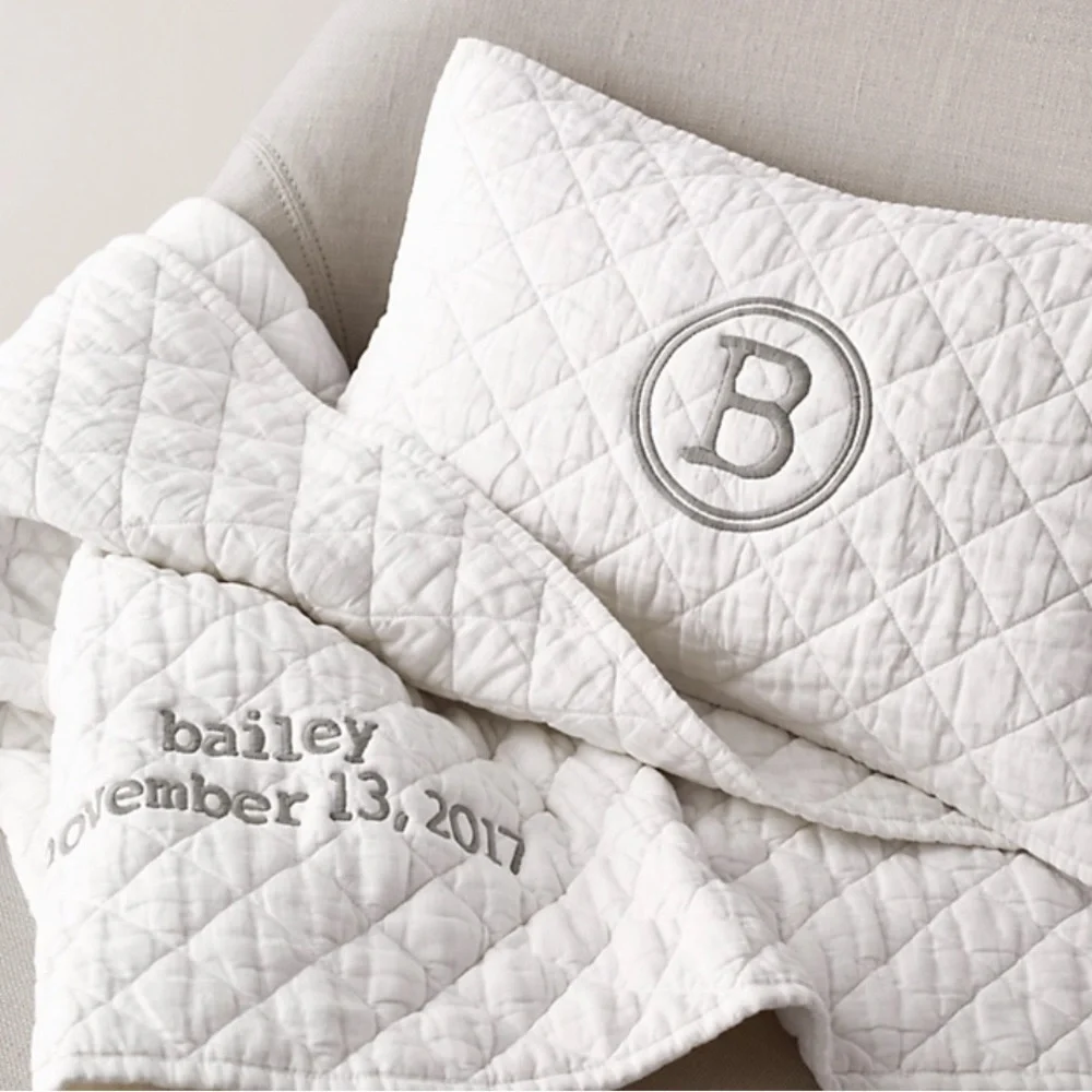 NWT RH Baby & Child Washed Linen Cotton Diamond Quilt and Shams